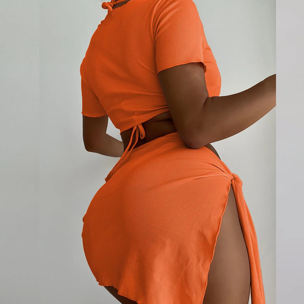 New Orange 4PCS/Set Swimwear