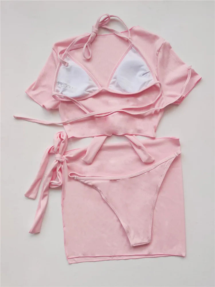 New Orange 4PCS/Set Swimwear