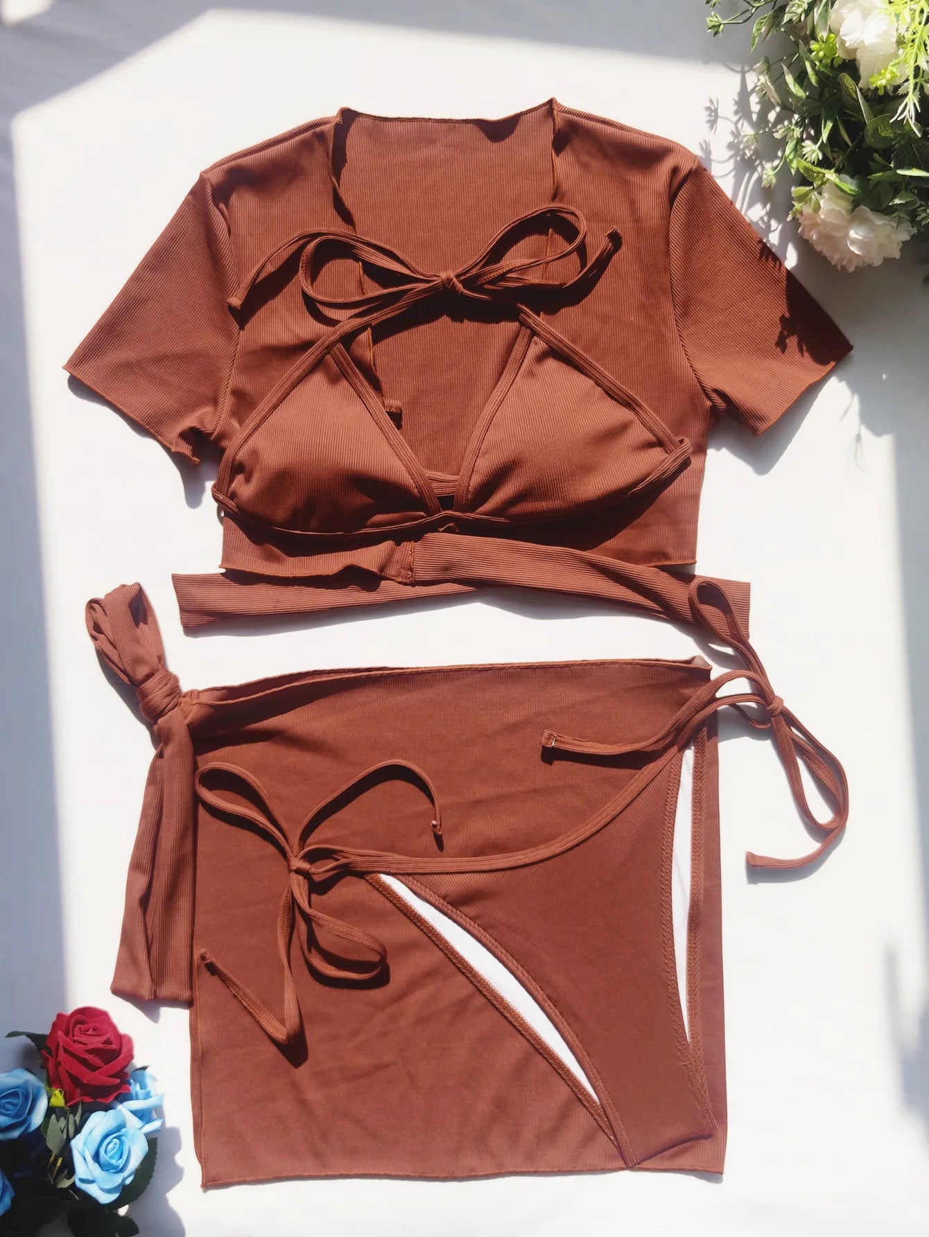 New Orange 4PCS/Set Swimwear