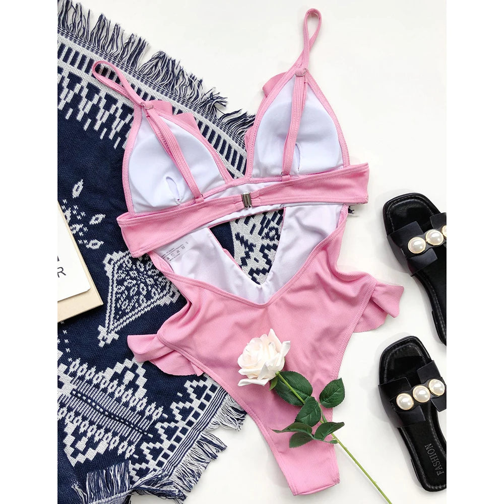 Sexy Ruffle One Piece Swimsuit