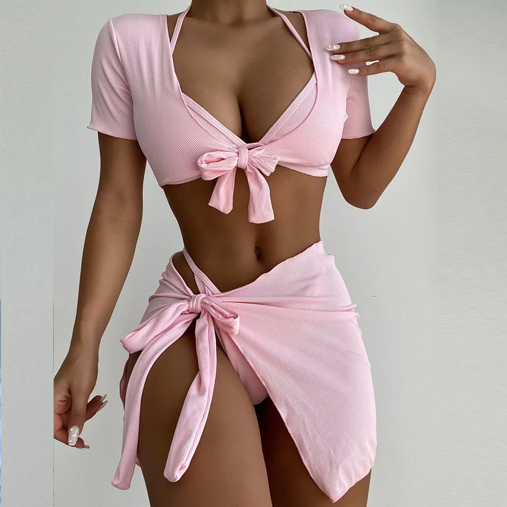 New Orange 4PCS/Set Swimwear