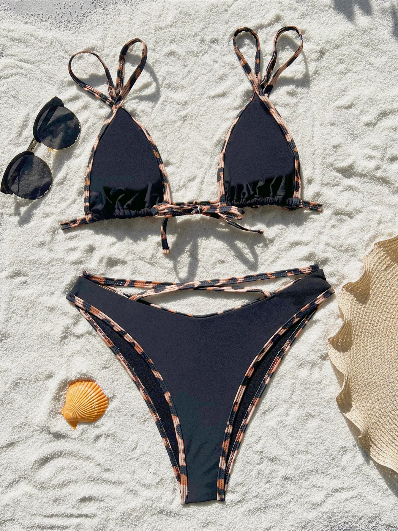 Sexy Black Strapped Swimwear