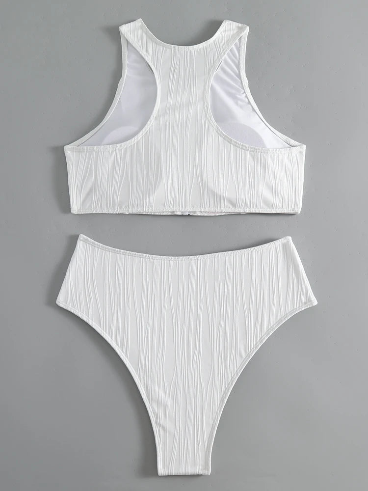 White Sleeveless Swimwear