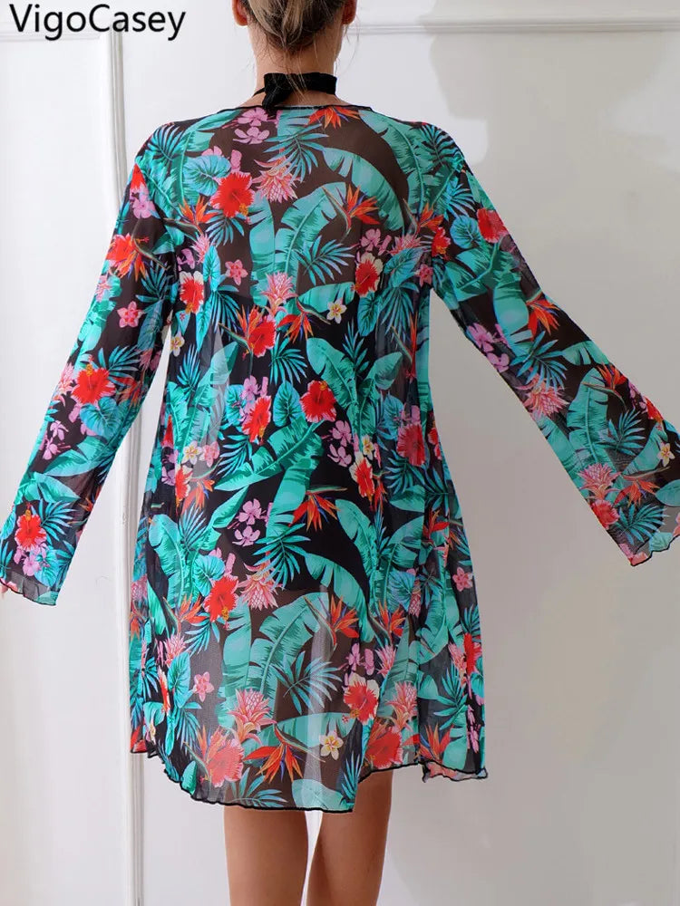 Mesh Print Smock 2 Piece