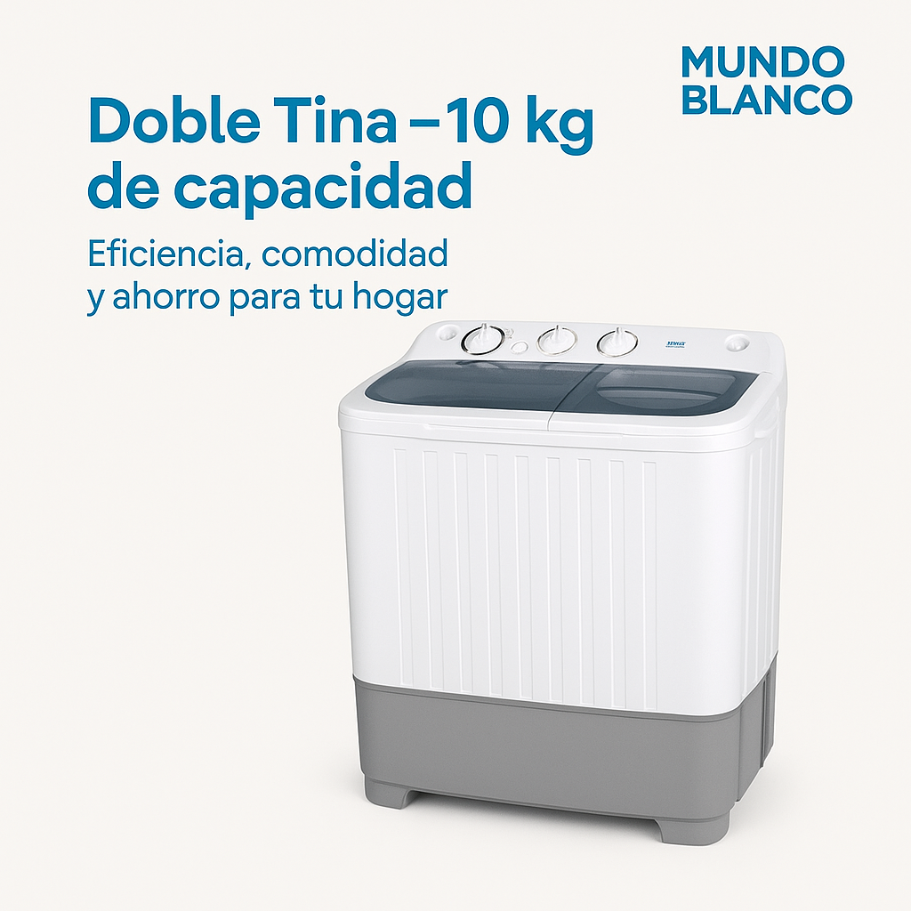 Lavadora doble tina 10Kg Mundo Blanco