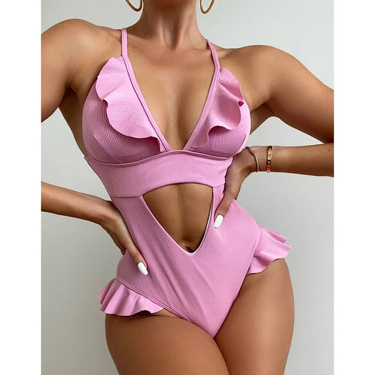 Sexy Ruffle One Piece Swimsuit