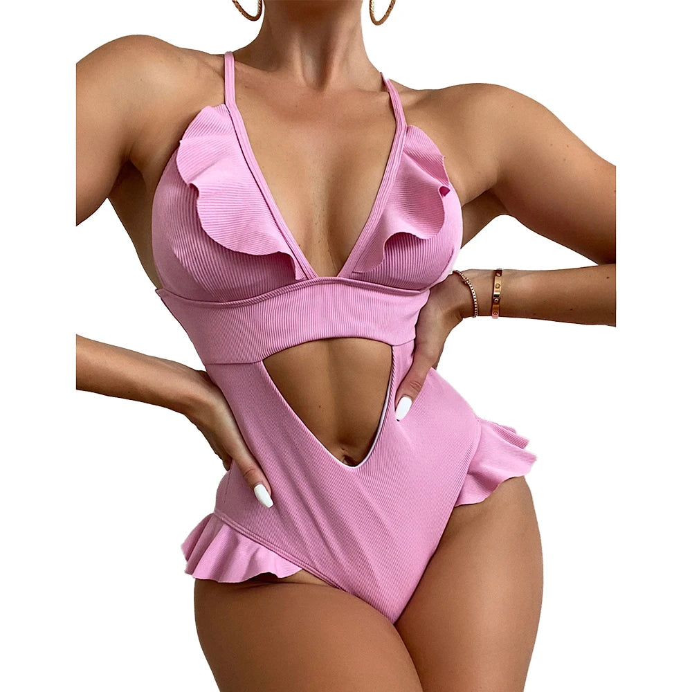 Sexy Ruffle One Piece Swimsuit