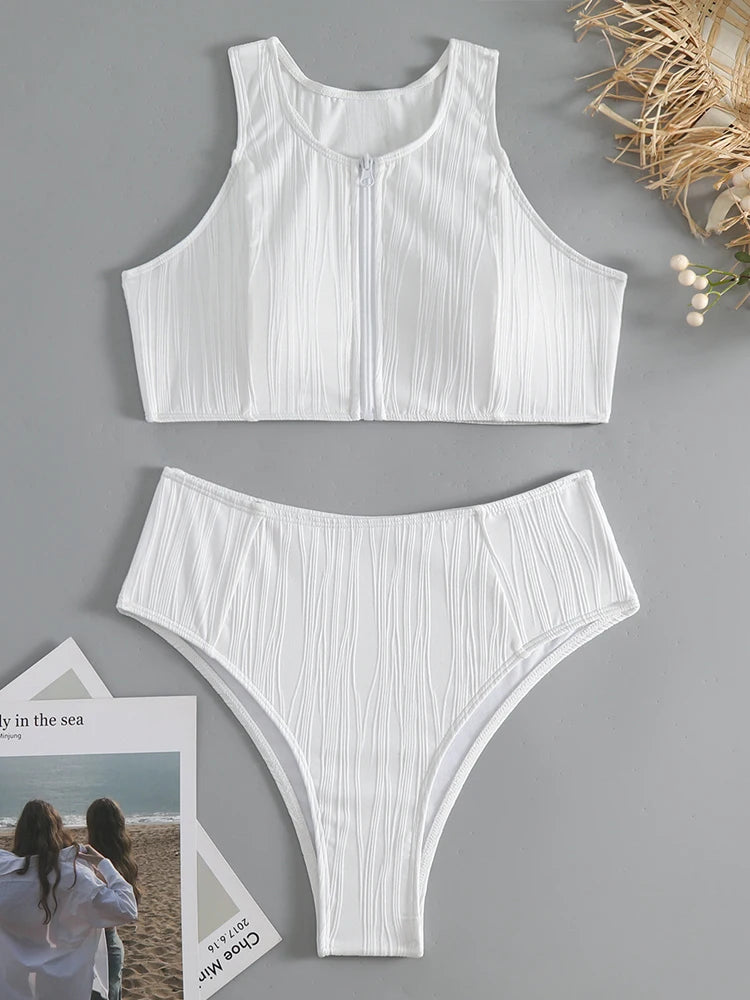 White Sleeveless Swimwear