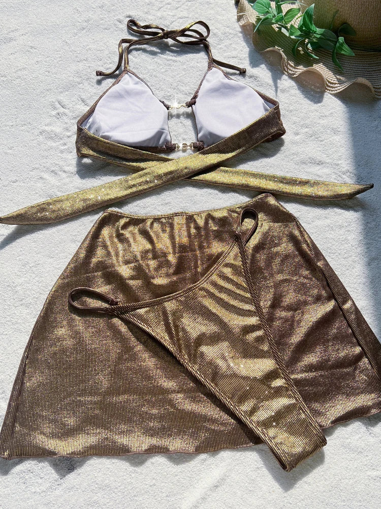3 Piece Skirt Bikini Set
