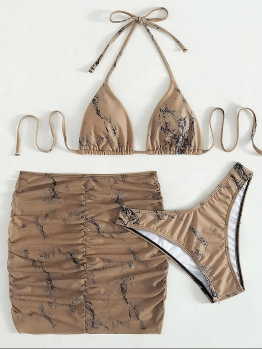 Sexy Print Tied Halter 3PCS