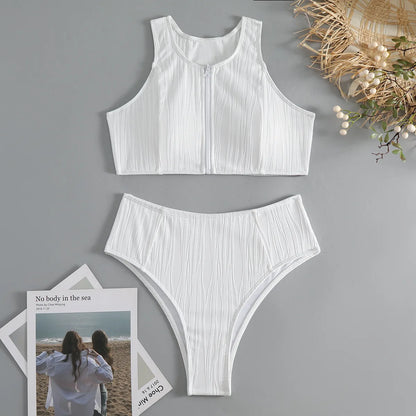 White Sleeveless Swimwear