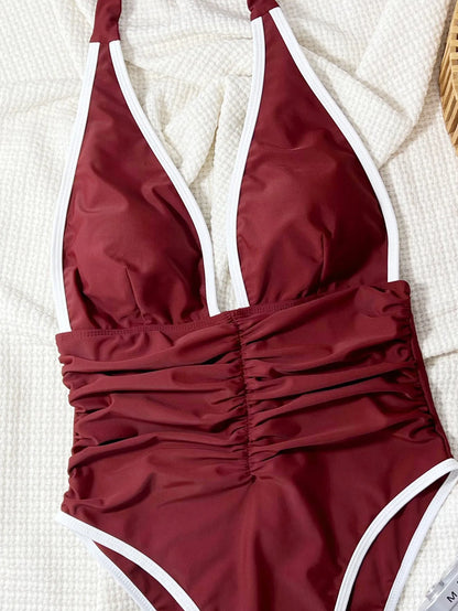 Sexy Deep V Solid Swimwear