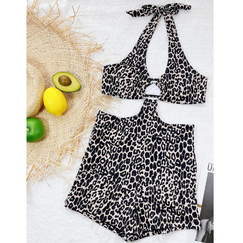 Leopard Halter Swimwear