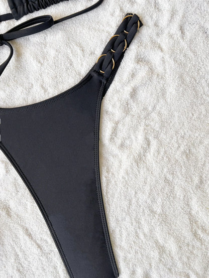 New Black Tied Halter Swimwear