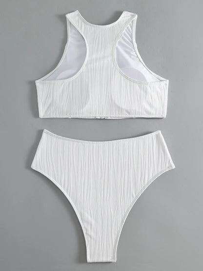 White Sleeveless Swimwear