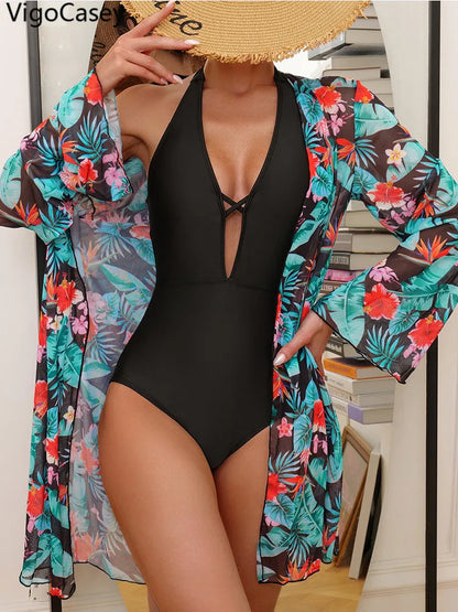 Mesh Print Smock 2 Piece