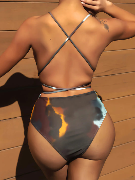 Sexy Print Strapped Swimwear
