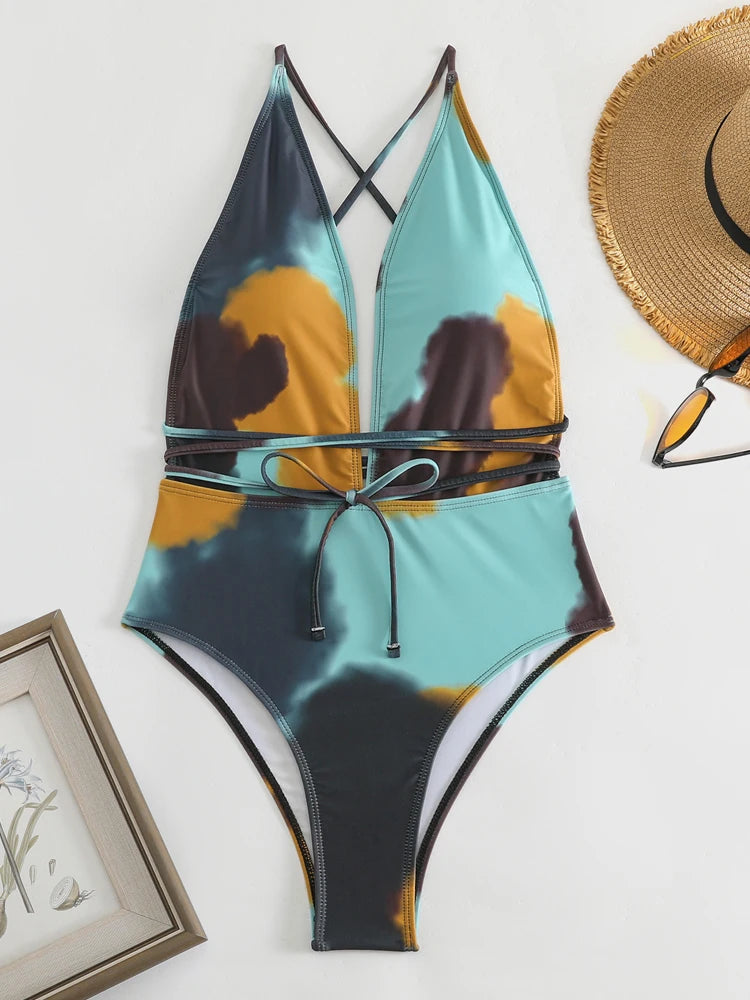 Sexy Print Strapped Swimwear